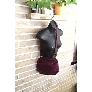 Travelon Anti-Theft Adjustable Crossbody Bag Burgundy Plum Purple Purse Travel